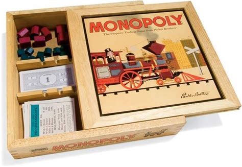 vintage monopoly game wooden box